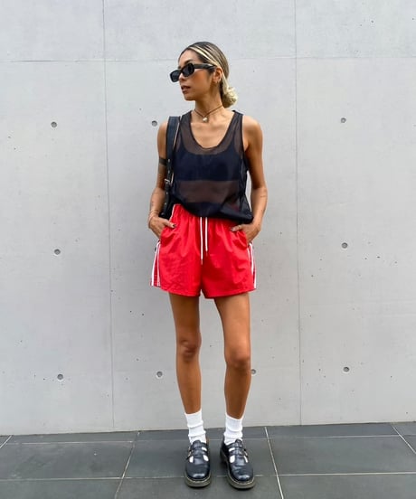 mesh tank top「hem slant」#63459-1