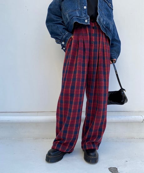 tucked check wide pt「flannel」#66193