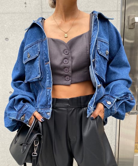tank bustier top「front button」#8413