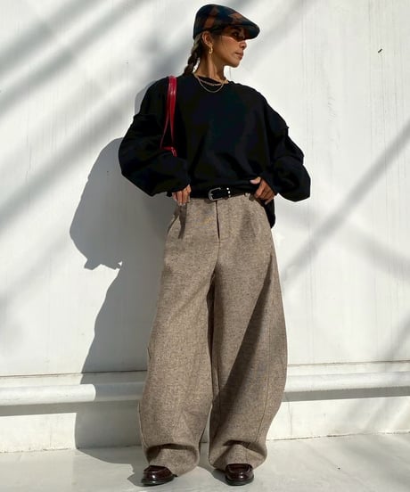 oversized pt「tweed barrel」#951359（ベルト付き）
