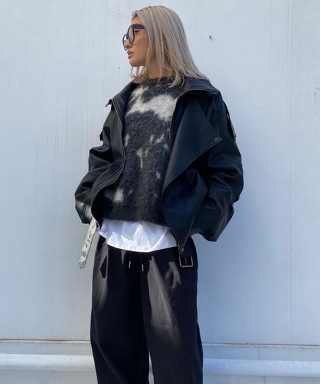 wide shaggy knit「marble」#1806