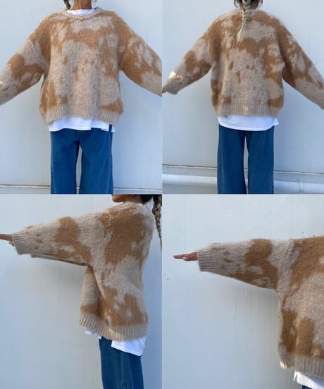 wide shaggy knit「marble」#1806