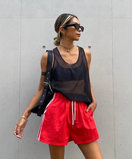 mesh tank top「hem slant」#63459-1