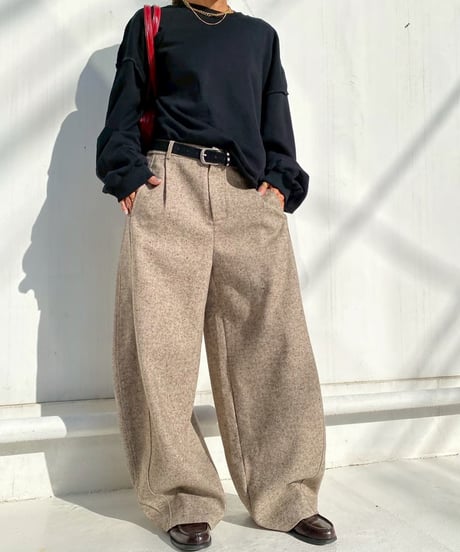 oversized pt「tweed barrel」#951359（ベルト付き）