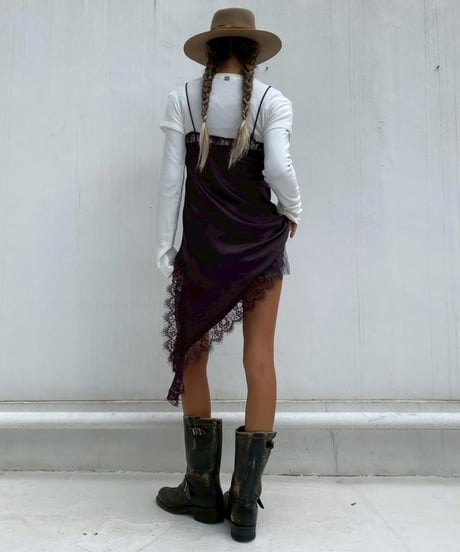 satin one piece「slit lace」#25613601