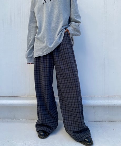 wide pants「over check」#8732