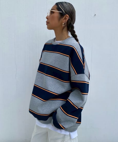 oversized sw「thick border」#28218512（裏起毛）