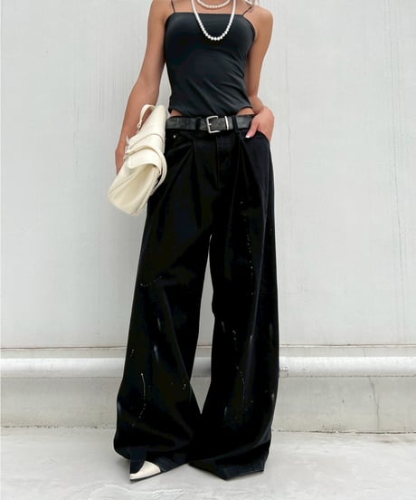 tuck wide pants「paint」#76832