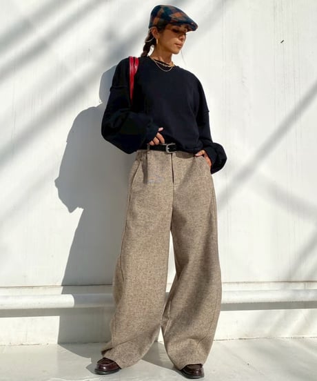 oversized pt「tweed barrel」#951359（ベルト付き）