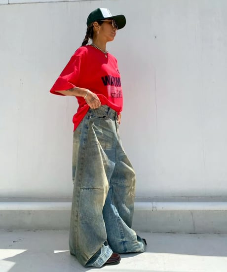 wide denim pt「dirty wash」#589163