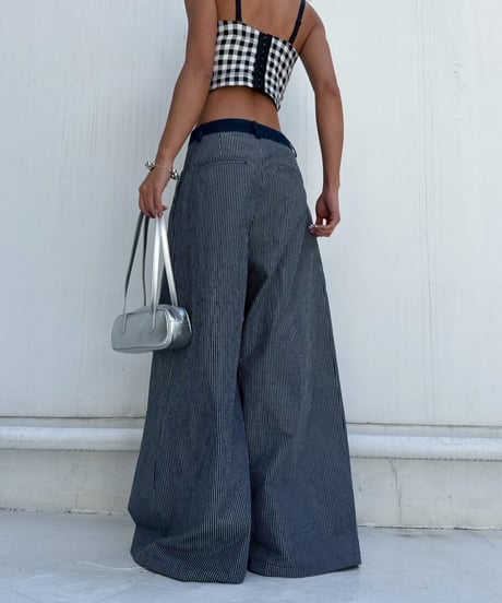 flare tuck pt「denim check」#5727