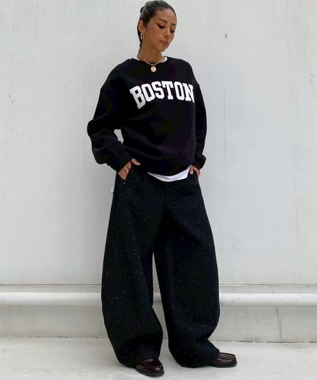 oversized pt「tweed barrel」#951359（ベルト付き）