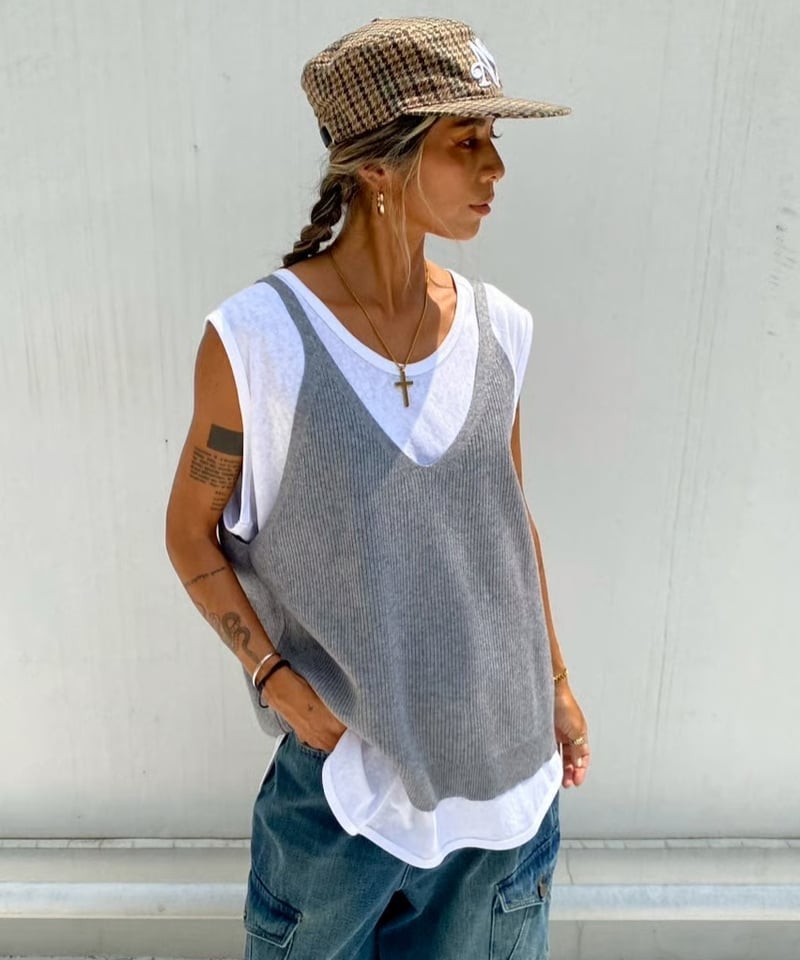knit cami「V tank」#5060158 | tablethotel-sūdo