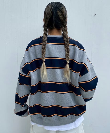 oversized sw「thick border」#28218512（裏起毛）