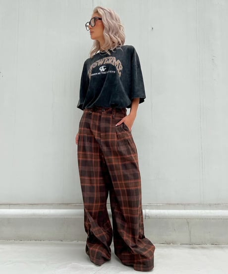 2way loose check pt「brick」#1630