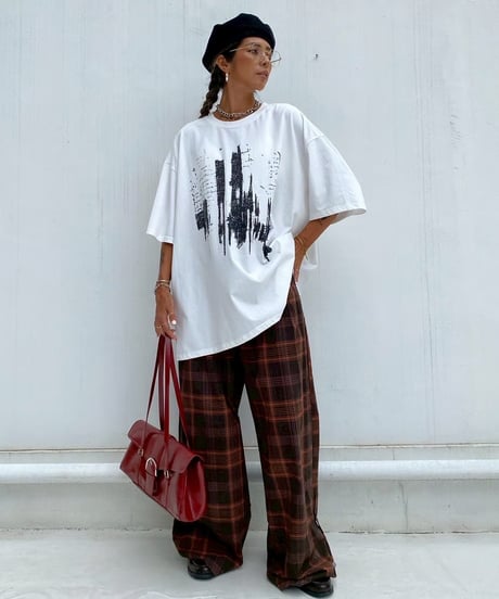 2way loose check pt「brick」#1630