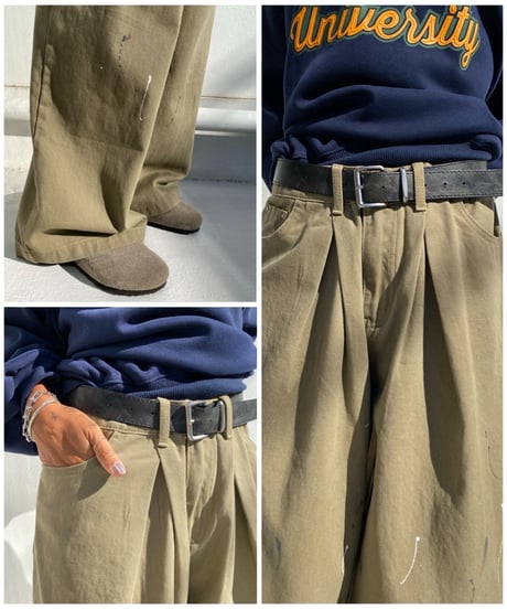 tuck wide pants「paint」#76832