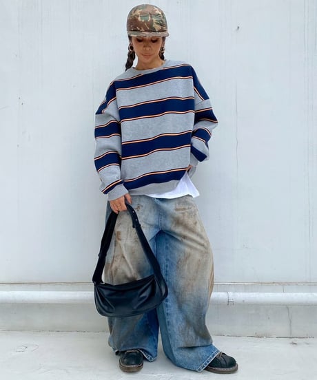 oversized sw「thick border」#28218512（裏起毛）