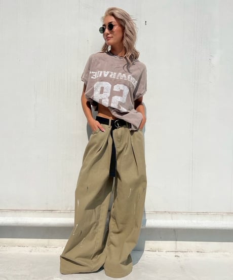 tuck wide pants「paint」#76832