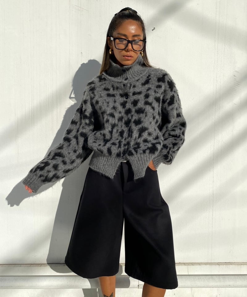 high neck knit cardigan「leopard」#26637 | tablet