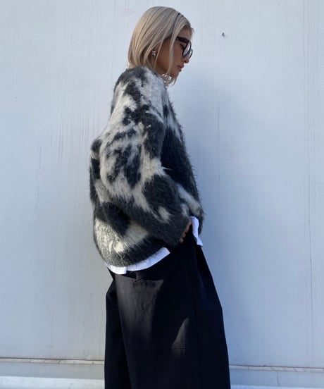 wide shaggy knit「marble」#1806