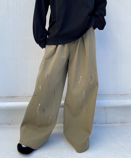 tuck wide pants「paint」#76832