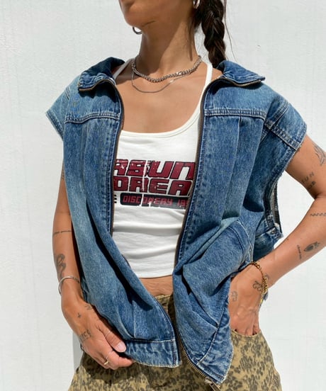 denim gilet「stand neck」#679964