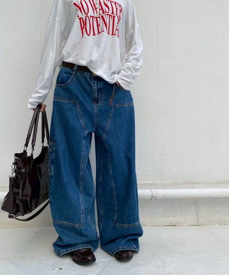 denim pt「3D curve」#8662959(ベルト付き)
