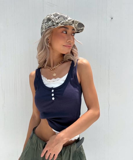 lace tank「button」#68137
