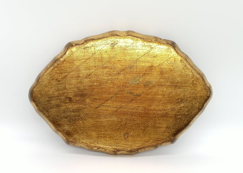 金色基調 特大トレイ 】イタリア製 フローレンタイン ヴィンテージ