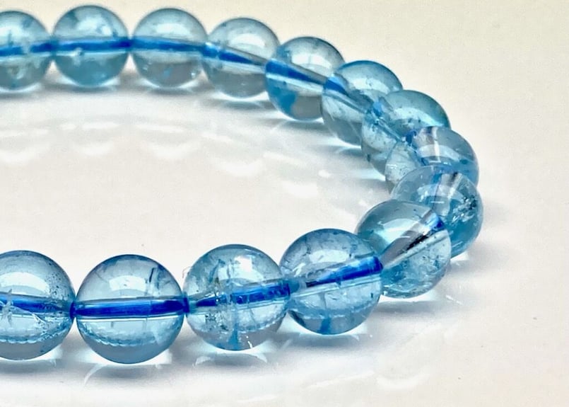 必要な物を引き寄せる石】☆ブルートパーズ8㎜ 手首サイズ 約15.5