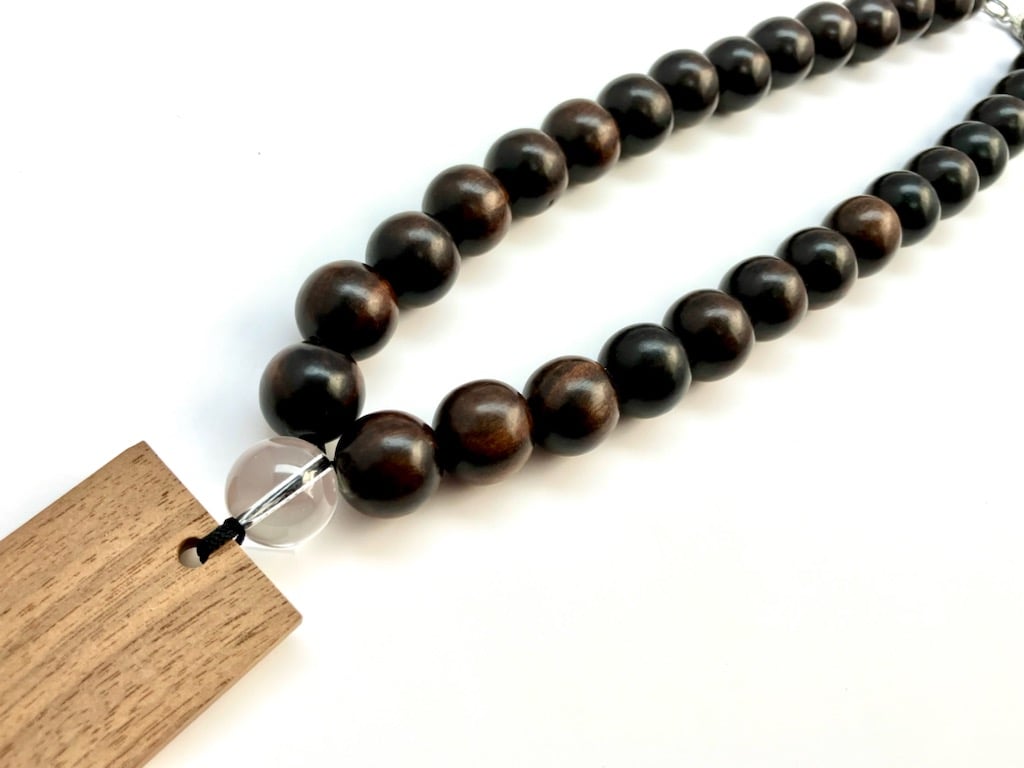 ☆木札別売り☆太め数珠ネックレス☆黒檀ベース数珠ネックレス【弁慶