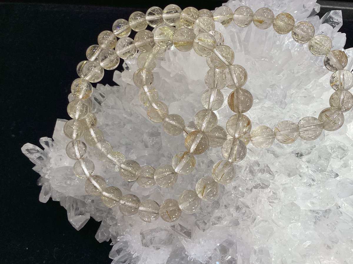 特価】ブラジル産ゴールドルチルクォーツAA 8㎜玉ブレスレット