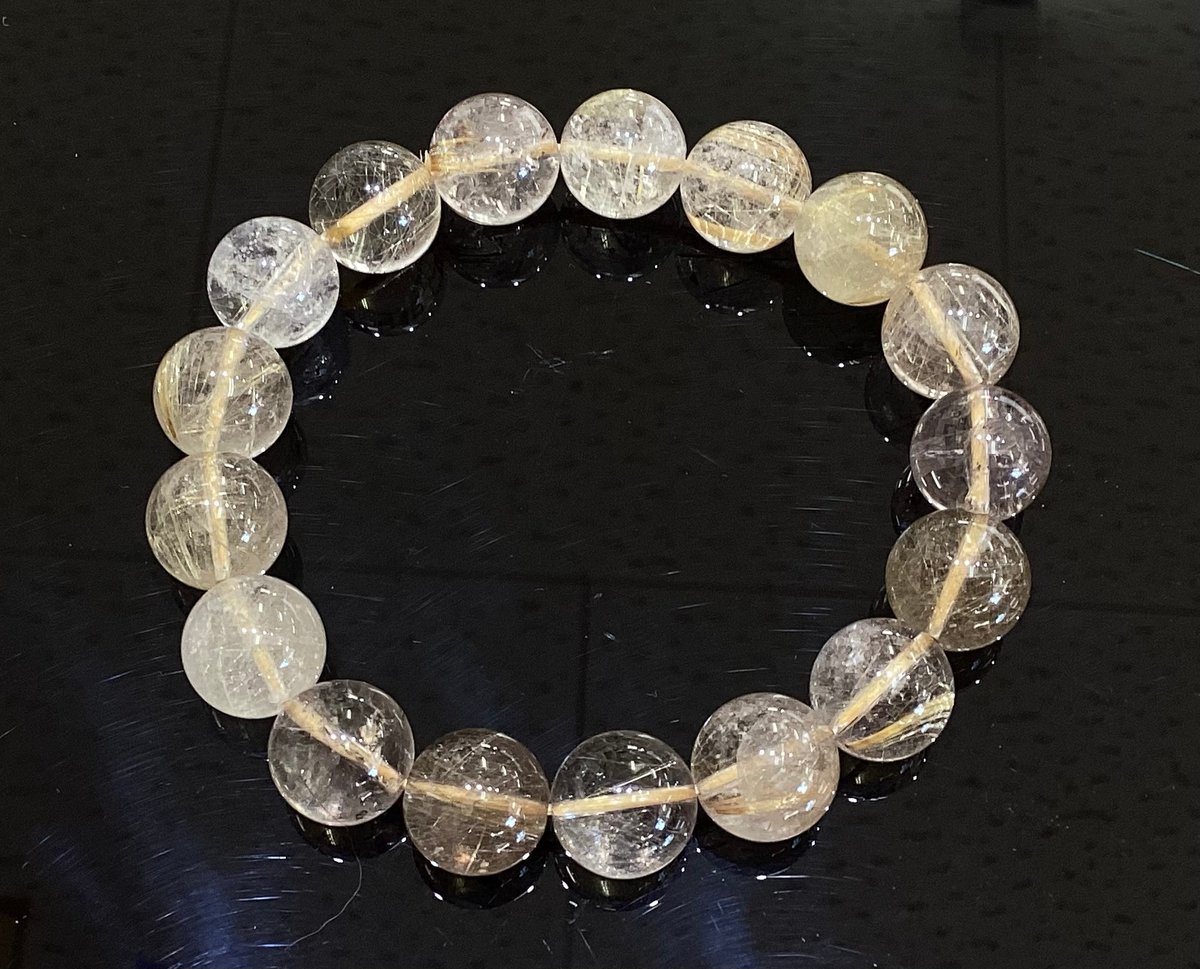 ブラジル産ゴールドルチルクォーツ AA 12mm玉ブレスレット 手首サイズ