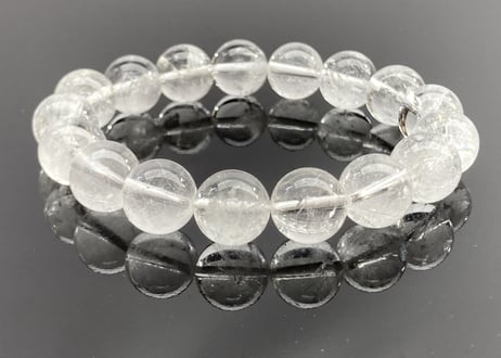 氷の下から発見された水晶☆ヒマラヤ産アイスクォーツ　12㎜玉 ブレスレット