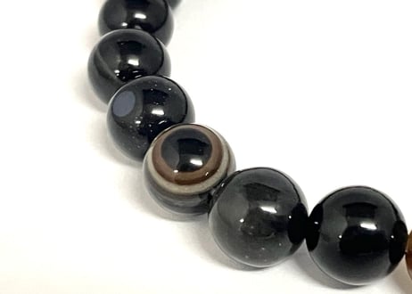 【魔除けのお守り】天眼石（チベットアゲード）8㎜玉ブレスレット 手首サイズ約17.5ｃｍ