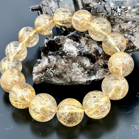 【良質,希少】タイチンキャッツアイルチル　粒売り　美品　金運　仕事運 金運【高級キャッツアイタイチンルチル】12-12.5mm | 導運石