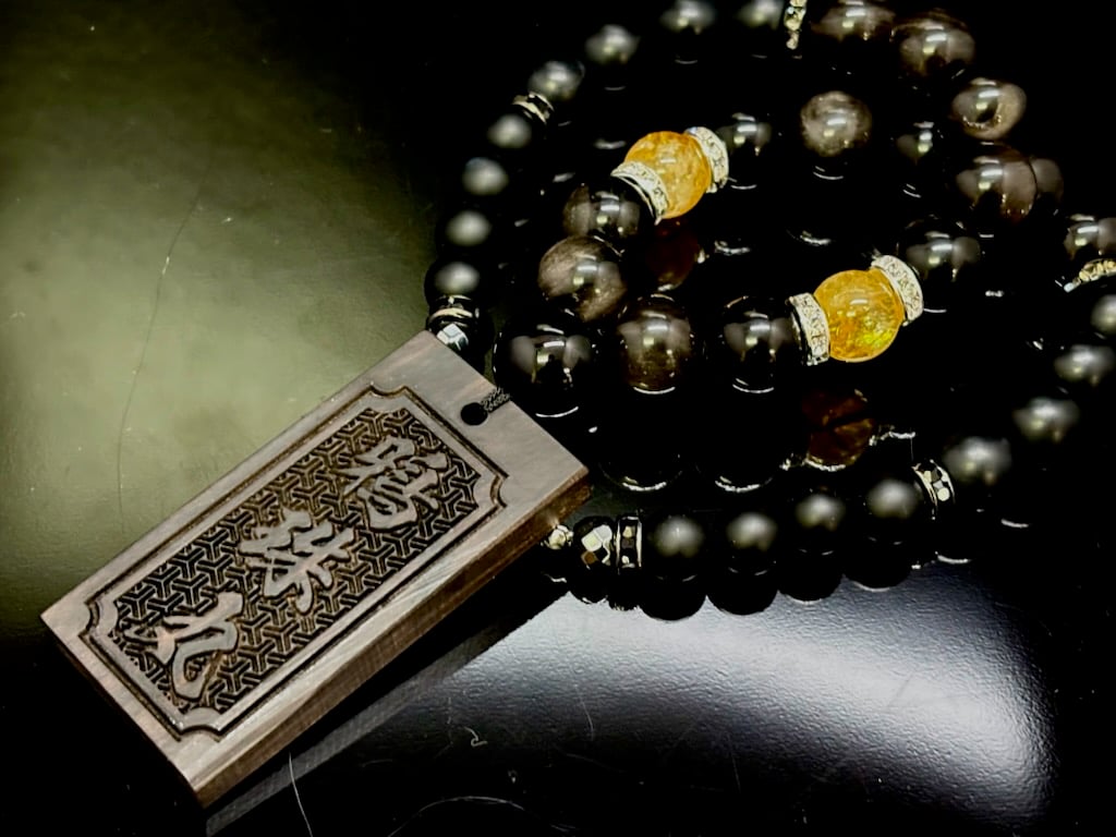 ☆木札別売り【鴉珠丸】銀黒曜石×オニキス☆セミオーダー☆ | 数珠屋粋鳳