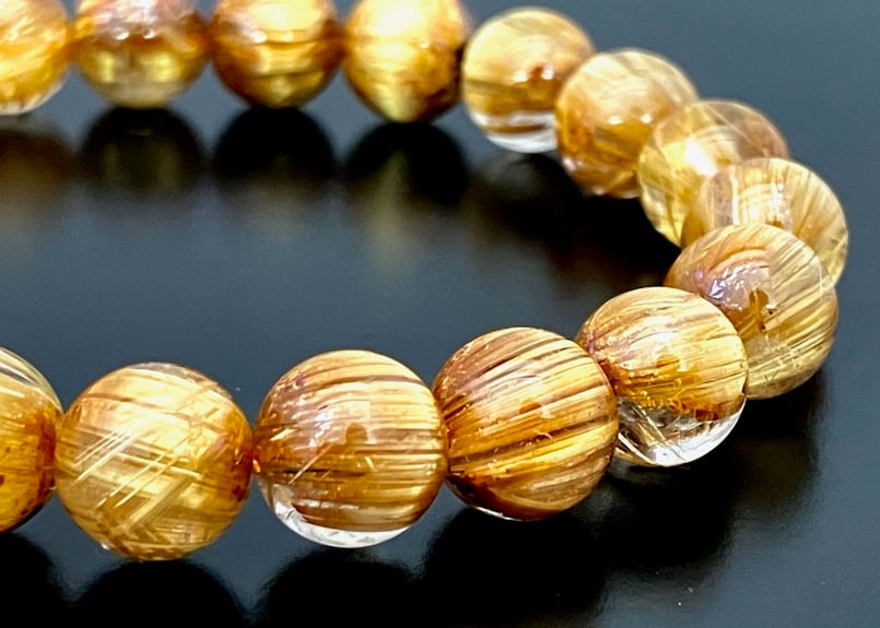 ロイヤルグレード】ゴールドタイチンルチル AAAAA 9～9.5mm | 数珠屋粋鳳