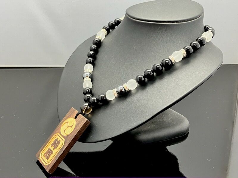 数珠 ネックレス 木札　フルオーダー品　ブラックオニキス　水晶 fit=scale-down,w=1200