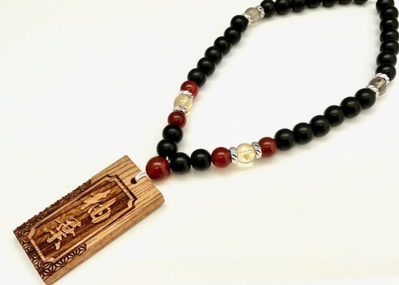 リニューアル！！【黒檀・けやき札】数珠ネックレス☆セミオーダー☆祭