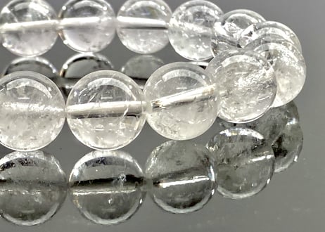 氷の下から発見された水晶☆ヒマラヤ産アイスクォーツ　12㎜玉 ブレスレット