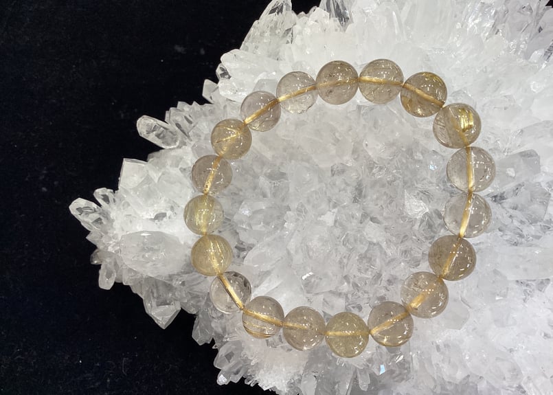 ブラジル産ゴールドルチルクォーツ① AA 10mm玉ブレスレット | 数珠