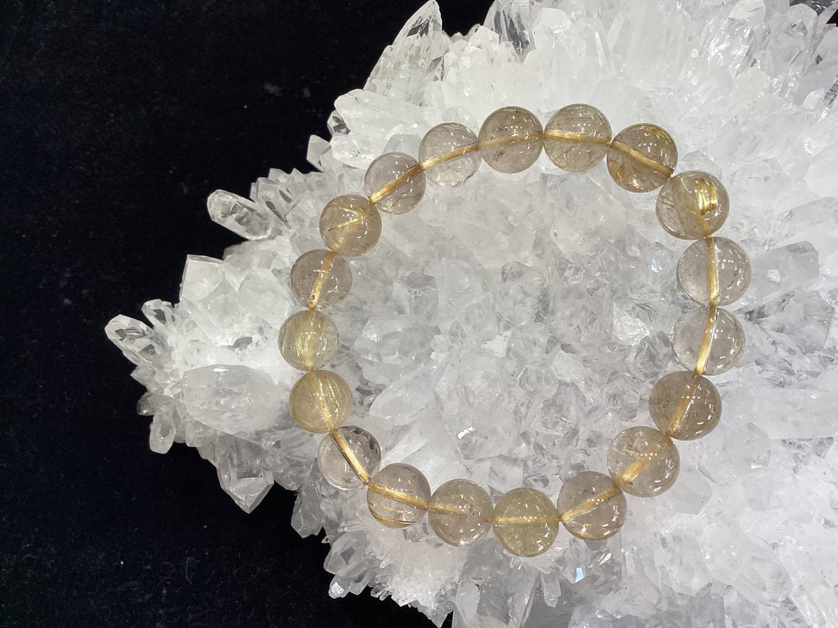 ブラジル産ゴールドルチルクォーツ① AA 10mm玉ブレスレット | 数珠