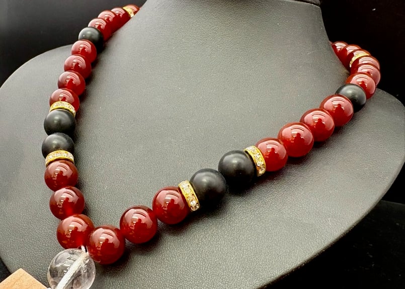 ☆木札別売り【愛染丸】赤瑪瑙×オニキス×黒檀札☆名入れ☆セミオーダー