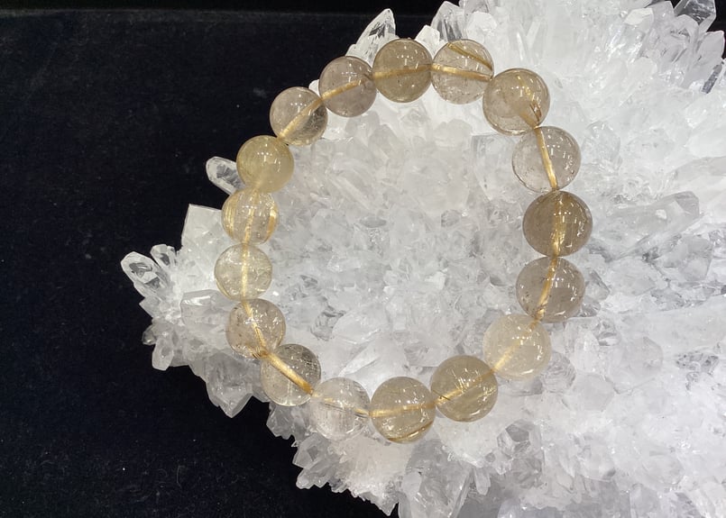 ブラジル産ゴールドルチルクォーツ AA 12mm玉ブレスレット 手首サイズ
