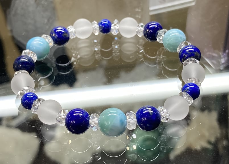 ラリマー デザイン ブレスレット ⑤ 愛と平和を願う☆ラリマー・ラピスラズリデザインブレスレット