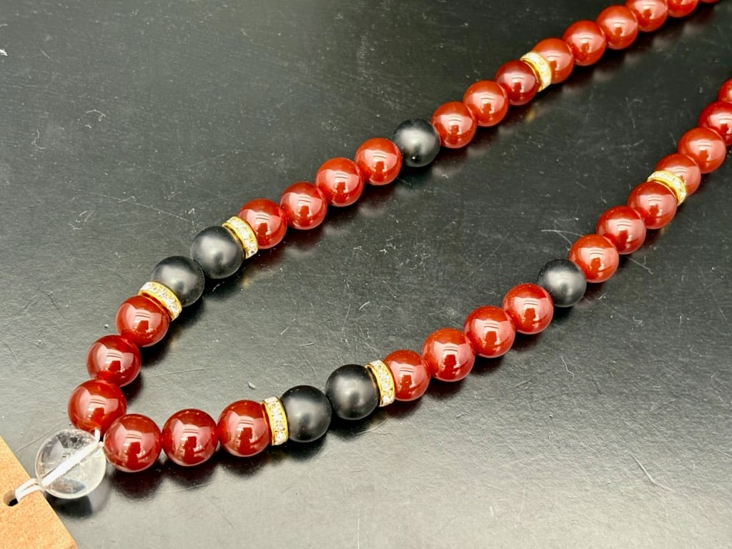 ☆木札別売り【愛染丸】赤瑪瑙×オニキス×黒檀札☆名入れ☆セミオーダー