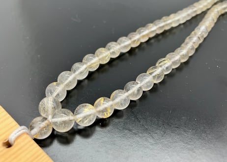 ルチルクォーツ☆数珠ネックレス約50ｃｍ☆木札別売り☆