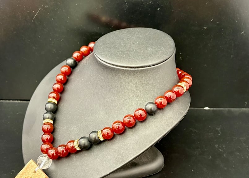 ☆木札別売り【愛染丸】赤瑪瑙×オニキス×黒檀札☆名入れ☆セミオーダー